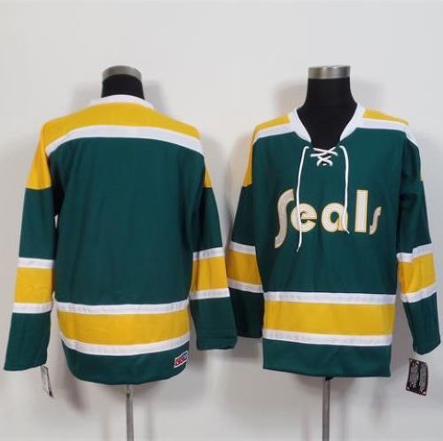 Golden Seals Blank Green/Gold CCM Throwback Stitched NHL Jersey - Click Image to Close